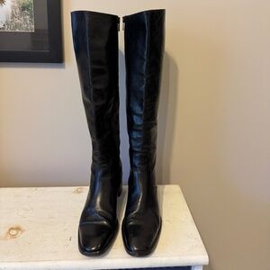Joan Helpern Black Italian Leather Fitted Riding Boots, Size 8M